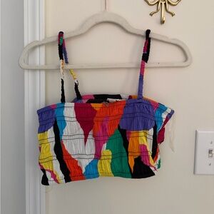 A new day multicolor smocked crop top